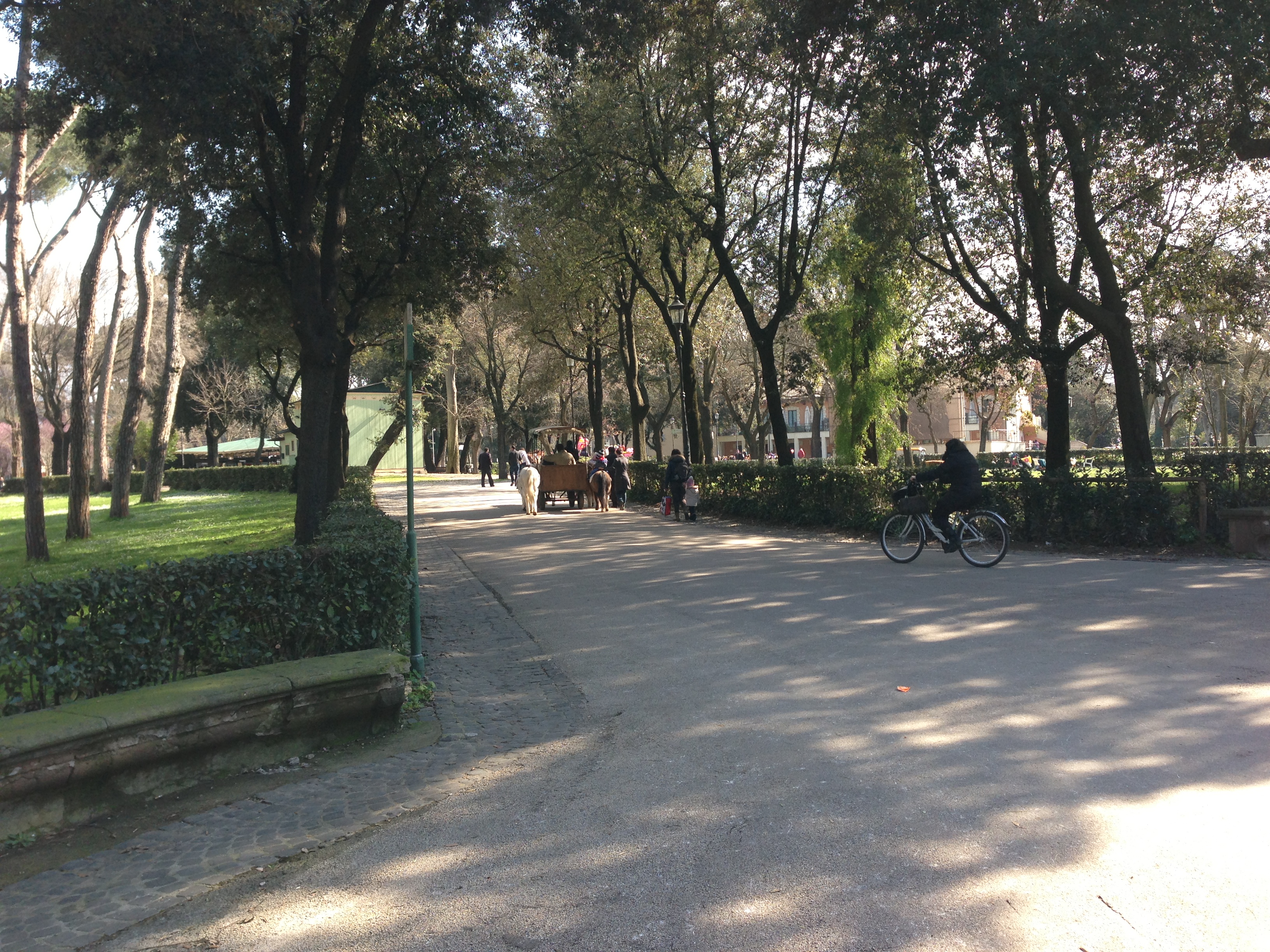 Borghese-parken var enorm, og mange fant tydeligvis veien dit for rekreasjon i helgene.